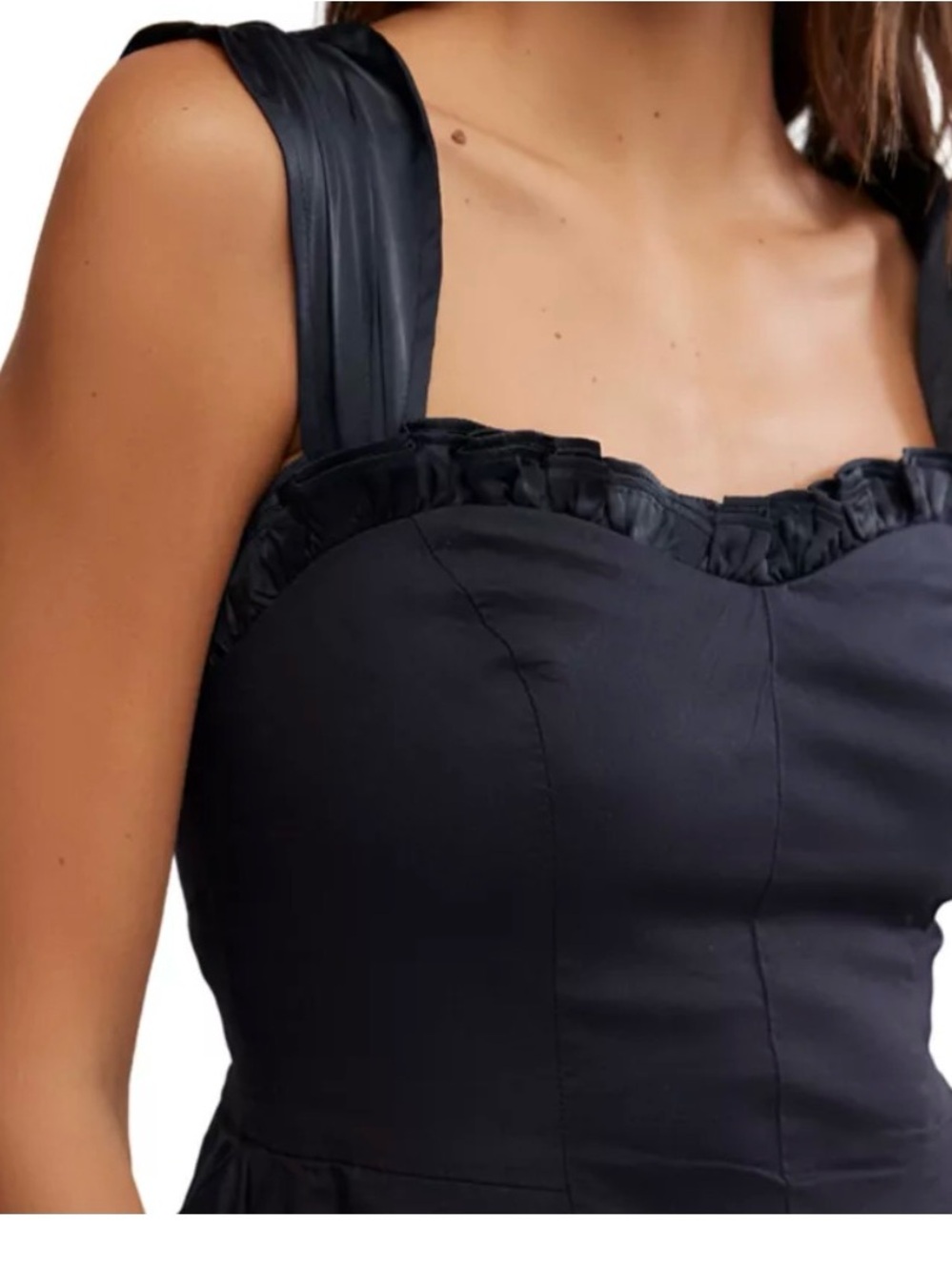 Free People Black Ruffle-Trim Mini Dress - Picture 2 of 6